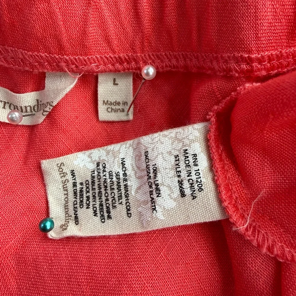 Soft Surroundings Skirt Linen Pull-On Coral (L) - Picture 6 of 7